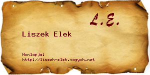 Liszek Elek névjegykártya
